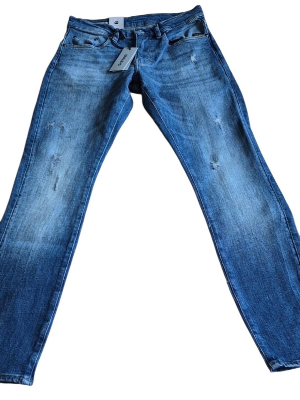New With Tags G-Star RAW Revend FWD Skinny Jeans 29x32 Blue Distressed Stretch